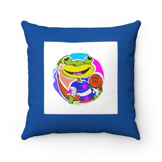 Fishy Frog Faux Suede Square Pillow